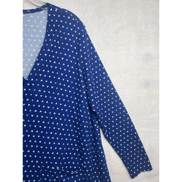 Lularoe Wrap Cardigan Womens Large Blue White Heart Print Long Sleeve Pockets - Picture 4 of 14